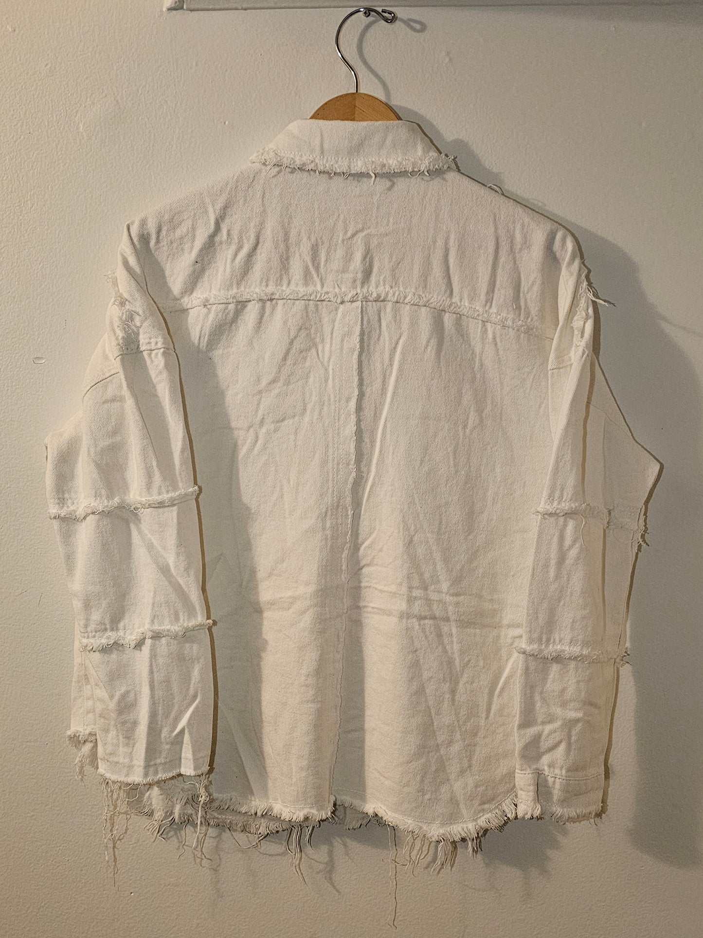 Distressed Off-White denim shirt - Nobel fashions