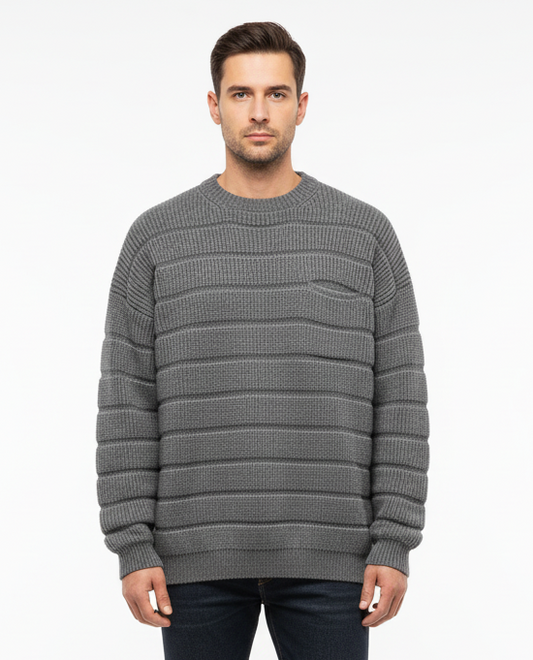 Oversized Ribbed Stripe Crewneck - Men's Edition