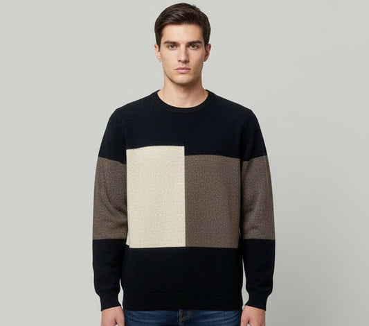 Color Block Crewneck Sweaters - Men's Edition