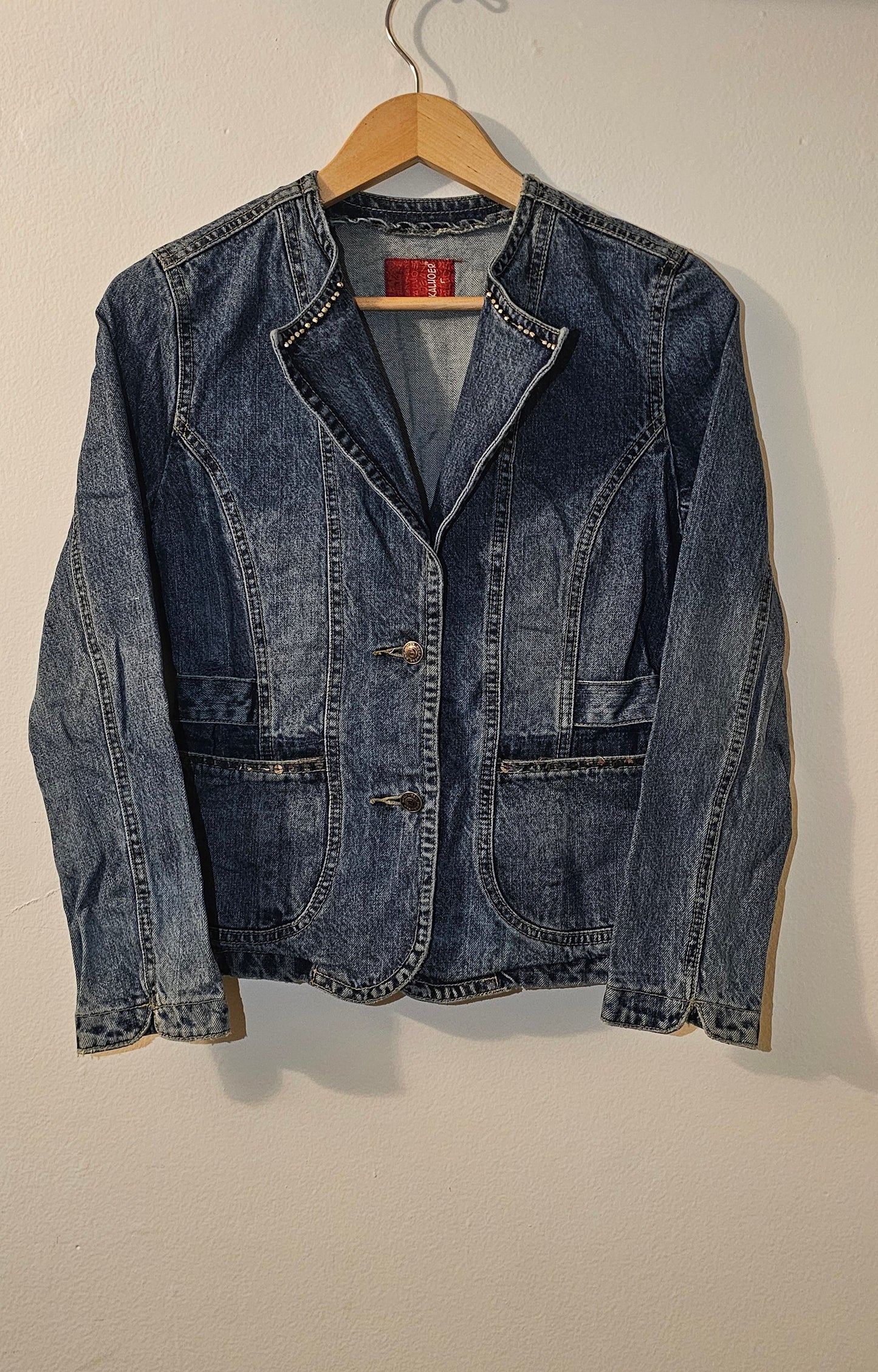 Vintage Denim Fitted Jacket with Stud Detail - Nobel Fashions