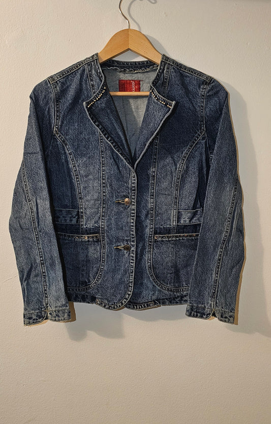 Vintage Denim Fitted Jacket with Stud Detail - Nobel Fashions