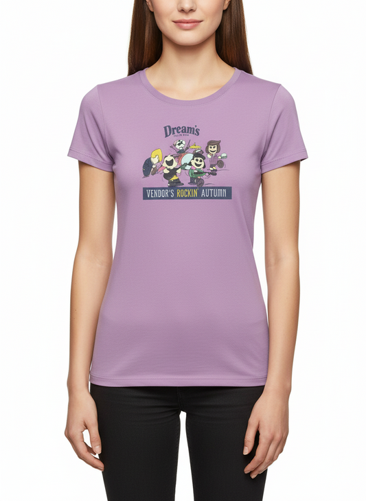 Unisex Autumn Band Graphic T-Shirt in Vibrant Orange with Fun Character Print