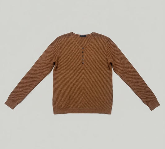 Henley-Style V-Neck Sweater - Men's Edition