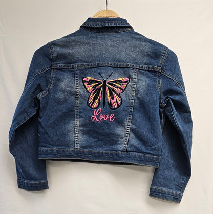 Butterfly Embroidered Denim Jacket - Love Edition