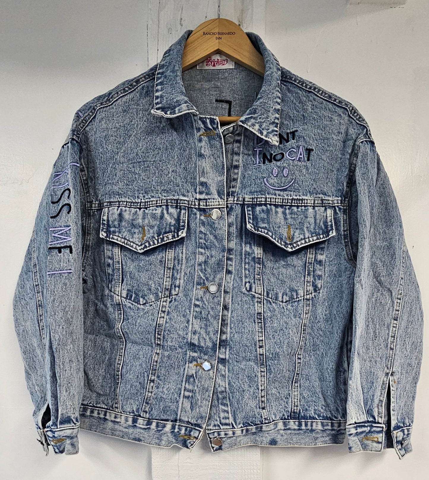 Smile Even Printed Denim Jacket - Unisex Oversized Style