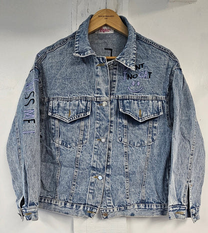 Smile Even Printed Denim Jacket - Unisex Oversized Style
