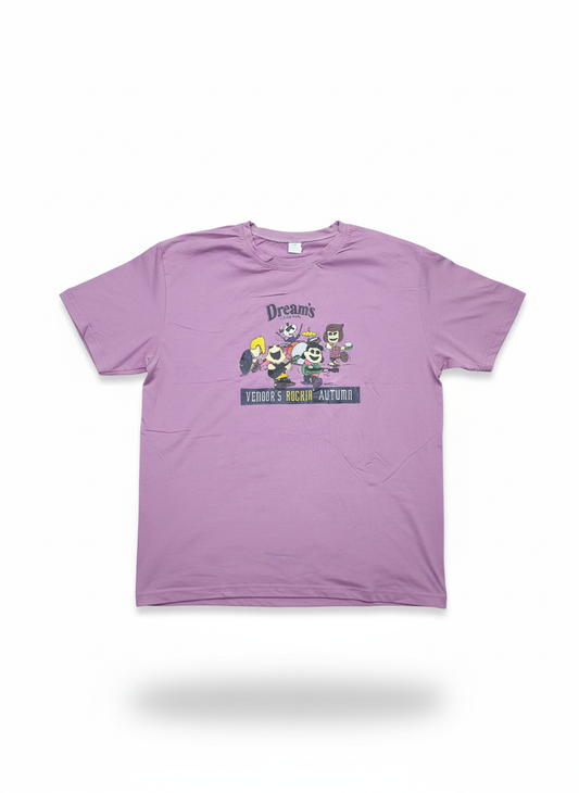 Unisex Autumn Band Graphic T-Shirt in Vibrant Orange with Fun Character Print